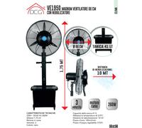 DCG VE1950 Ventilatore con nebulizzatore MAGNUM 66CM, ALTEZZA 175CM 3 Velocità