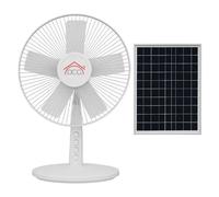 DCG Ventilatore da Tavolo 5 Pale ø 30 cm con Pannello Solare Bianco VE2220S
