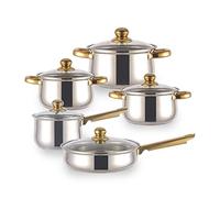 DCGSADFW Utensili da Cucina Set Piatto e Piatto in Set, Wok Pan, Casseruola, Coperchio in Vetro, induzione, Antiaderente in Acciaio Inox 10 Pezzi Pot Set Cucina Che Cucina Latte Pot Export Pentola da