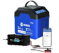 DCHOUSE 12V 100Ah Batteria al liti LiFePO4 Bluetooth 12V 100Ah con caricabatteria da 10A, fino a 15.000 cicli, batteria al litio da 1280Wh,per motori elettrici, camper, impianti solari, campeggio