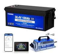 DCHOUSE 36V 100Ah Batteria al Litio Lifepo4 da 36V 25A Charger | BMS Smart 200A Integrato, Picco di Corrente 670A, App Mobile Bluetooth e Monitor LCD per Golf Cart
