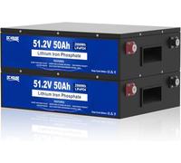 DCHOUSE 48V 50Ah LiFePO4 batteria (2 Pack), batteria ricaricabile con più di 4000 cicli,Protezione intelligente, ideale per golf cart, tosaerba, camper, kit solare, e-scooter, campeggio