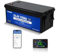 DCHOUSE Batteria al litio LiFePO4 da 36 V, 100 Ah, con monitor LCD, Smart 150 A, BMS, Peak Current 500 A, Deep Cycles al litio per Golf Cars, RV