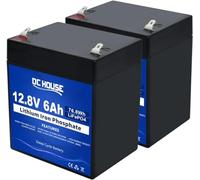DCHOUSE Batteria Litio 12V 6Ah Mini 2PCS, Max.15000 Cicli e Con Protezione BMS, Batteria LiFePo4 12V Per UPS, Ecoscandaglio, Passeggino, Pannello Solare