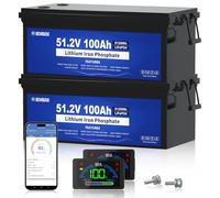 DCHOUSE Batteria Litio 48V 100Ah Bluetooth 2PCS Con APP Mobile Bluetooth e Monitor LCD, BMS da 200A Integrato, Corrente di Picco 700A, Batteria Lifepo4 48V Profondi Per Golf Carts, Pannello Solare