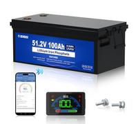DCHOUSE Batteria Litio 48V 100Ah con BMS Integrato da 200A, Monitor LCD e App Mobile, Corrente di Picco 700A, Batteria LiFePO4 per Golf Cart, Barche, Camper