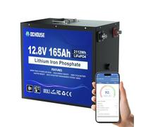 DCHOUSE Batteria Litio LiFePO4 12V 165Ah con Protezione da Bassa Temperatura e Bluetooth, Custodia Metallica più Sicura,15000 Cicli, BMS da 120A, Ideale per Motori per Pesca a Traina, Marine, Solari