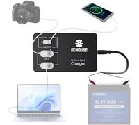 DCHOUSE Caricabatteria per batteria al litio 12V, adattatore convertitore, DC a Tipo-C e USB, carica e scarica bidirezionale, per batteria LiFePO4 12V 0-50AH, camper, campeggio, motore da traino