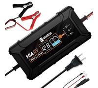 DCHOUSE Caricabatterie 12V 10A, Caricabatterie intelligente 14.6V per batterie al litio e Piombo-Acido, Batterie Mantenitore e Desolfatatore Automatico, Con Display LCD per Auto, Moto, Camper e Barche