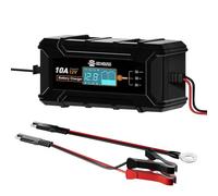 DCHOUSE Caricatore per batteria da auto, 10 A, 12 V, Smart LiFePO4, display LCD, per batteria al litio Lead Acid, per camion, moto, tosaerba, barca, batterie marine