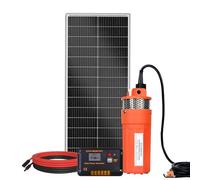 DCHOUSE Pompa Acqua Solare per Pozzo Profondo 12V Kit per Irrigazione | 96W Pompa Sommergibile, 100W con Pannello Solare, Controller 20A, Basso Rumore e Alto Flusso