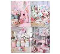 DCIDBEI 30 x 40 cm 4 Pezzi Pittura con Diamanti Rosa per Adulti, Diamond Painting Vaso di Fiore, Puzzle Diamante per Bambini, Decorazione del Desktop per Soggiorno/Camera da Letto Donna