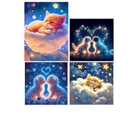 DCIDBEI 30 x30/40CM kit di Pittura Diamante Cuccioli Animali per bambini, 5D Diamond Painting Gatto, Rotondo Puzzle Diamante Cuore, per Adulti, Decorazione da Parete Soggiorno Camera da Letto