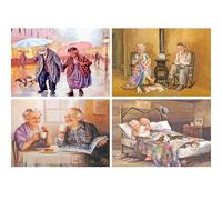 DCIDBEI 30x40cm 4 Pezzi Rotondo Pittura Diamante Vecchia Coppia, Diamond Painting Amore Love per Adulto, Mosaico Artigianato Decorazione da Parete per Casa/Regalo di San Valentino