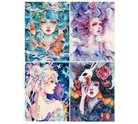 DCIDBEI 30x40CM 5D Rotondo Diamond Painting Strass Completo Manga, 4 Pezzi Pittura Diamante Donna Anime, Mosaico Puzzle Diamante Adulti, Decorazione Murale della Cameretta dei Bambini