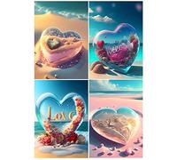 DCIDBEI 3D AI Diamond Painting Cuore 30x40cm Diamond Painting a Cuore 5D Diamond Painting Rosa Dipingere con i Diamanti Adulti Paint by Diamonds Adulti Painting Paesaggi Diamond Painting Paesaggi Mare