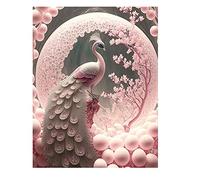 DCIDBEI 3D AI Diamond Painting Pink Pavone Glitter 40 x 50 cm - Immagini con perline dipingere secondo i numeri, per adulti animali