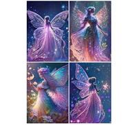 DCIDBEI 4 Pezzi Pittura Diamante 5D Farfalla Fata 30x40cm Dipinto Fai da Te con i Numeri Farfalle Kit Diamond Painting Kit Completo Adulti Puzzle 5D Farfalle Immagini Mosaico Angeli Elfi Fate