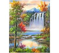 DCIDBEI 40 x 50 cm 5D DIY Pittura Diamante Paesaggio Foresta, Punto Croce Kit Cascata, Puzzle Diamante Grande Formato Quadrato Per Il Tempo Libero Creativo Adulti Diamond Art