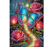 DCIDBEI 40 x 50 cm 5D Pittura con Diamanti Farfalla, Fai Da Te Diamond Painting Strada dei Fiori per Bambino, Artigianato Arte Decorazione da Parete Soggiorno Ufficio per Adulti