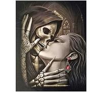 DCIDBEI 40 x 50 cm Diamond Painting 5D Squre Quadrato, pittura 5d diamante Teschio e Donna Ricamo per Decorazione Della Parete della Casa, Colori Resistenti