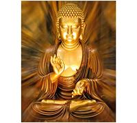 DCIDBEI 40 x 50 cm DIY 5D Diamond Painting kit Completo Occhi Chiusi Buddha Dorato, Pittura Diamante Mosaico,Quadrato Square Ricamo Punto Croce Hobby Creativi Adulti Deco
