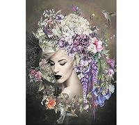 DCIDBEI 40X50 CM 5D Pittura Diamante Donna Elegante, Fai Da Te Diamond Painting Quadrato, Kit Punto Croce Dea dei Fiori, Soggiorno Camera Decorazione Murale, Donna con Fiori