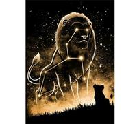 DCIDBEI 40x50CM 5D Diamond Painting Leone d'Oro, Fai Da Te Pittura Diamante Notte Stellata, Quadri con Perline Rotondo per Adulti, Ideale per la Decorazione della Parete Soggiorno Camera da Letto