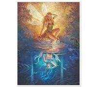 DCIDBEI 40x50CM Rotondo Diamond Painting Strass Completo Fata Farfalla, 5D Mosaico Pittura Diamante Sirena Adulti, DIY Quadrato Diamond Arte/Decorazione Parete Camera Bambini