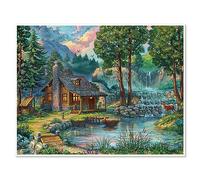 DCIDBEI 50x40CM Quadrato Diamond Painting Casa in Montagne, DIY Puzzle Diamante 5D Completa Cascata, Mestiere di Cristallo per Decorazione Adesivo da Parete Soggiorno Camera