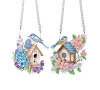 DCIDBEI 5D 2 Pezzi Suncatcher Diamond Painting Pendente, Uccello Pittura Diamante Acchiappasole, Quadro con Diamanti Parziale, Cristallo Ornamento, Decorazione da Appendere per Finestra Giardino