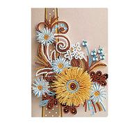 DCIDBEI 5D Pittura Diamante Quaderno Diamond Painting Notebook/21 * 15 CM A5 Pagine 100 Bianco/Fiore Ricamo Punto Croce Diario Segreto Bambina/Ritorno a Scuola Forniture Scolastiche/Margherita Dorata