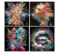 DCIDBEI Confezione da 4 pezzi per Diamond Painting Graffiti Street Art da donna, 30 x 30 cm, immagini di perle per adulti astratto Diamond Painting Sexy Diamond Painting Pop Art Diamond Painting Skull