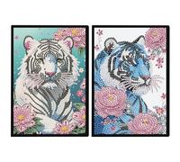 DCIDBEI Diamond Painting 2 Pezzi Quaderni A5 Tigre Taccuino Pagine Bianche A5 Pittura con Diamanti Tigre A5 Quaderno Schizzi Puzzle Perline Adesive Libro Tigre Quaderno di Viaggio 50 Fogli