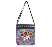 DCIDBEI Diamond Painting Borsa Tracolla Donna 21x22cm Leggero Borse Spalla con Tracolla Regolabile Borsetta Tracolla Casual Moda Borsa Messenger Cerniera Crossbody Bag per Viaggi Lavoro Fiore Amore
