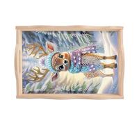 DCIDBEI Diamond Painting Piatto da Portata con Bordo Rialzato 30x20 cm Painting Diamond 5D Vassoio Frutta Alzata da Portata per la Presentazione di Snack Antipasti Sushi Piatti Decorativi Cervo Natale