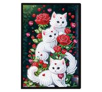 DCIDBEI Diamond Painting Quaderni A5 Taccuino Pagine Bianche Pittura con Diamanti Quaderno A5 Schizzi Puzzle Diamantes Quaderno di Viaggio Diario per Adulti Arte Diamante Kit Rosa Gatto