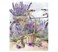 DCIDBEI Grande e trasparente Diamond Painting Floreale Viola 40 x 50 cm Viola Fiore Diamond Painting Fiori in Viola Diamond Painting Adulti Fiori Lavanda Bicicletta Retro Attendere Amore Cuore a Cuore