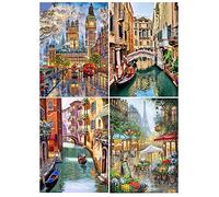 DCIDBEI Kit Di Punto In Cuore 40x50cm - 4 Pezzi Castelli, Città, Torre Eiffel, Londra, Italia