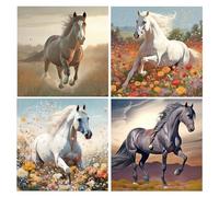 DCIDBEI Painting 4 Pezzi 30x30 cm 5D Cavalli Cavallo Puzzle Perline Diamond