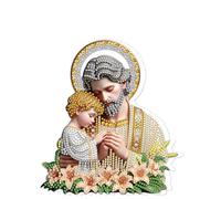 DCIDBEI Pittura con Diamanti Ornamento Dio e Gesù 13x18cm Punto Croce Kit da Ricamare Decorazioni for il Desktop Paint by Number Decorazione da Tavolo Decorazione del Soggiorno e Della Scrivania