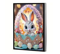 DCIDBEI Pittura con Diamanti Quaderni A5 Bianco Diamond Painting Taccuino A5 Dipinto con Numeri Diario Segreto Quaderno Schizzi Adulti Diario Quaderno per Schizzi Cancelleria Pasqua Coniglio