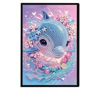 DCIDBEI Pittura con Diamanti Quaderno A5 Bianco Diario Libro degli Schizzi Diamond Painting Taccuino A5 Diario Segreto Delfini per Adulti Taccuino da Viaggio Diamond Painting Quaderni Puzzle Perline