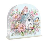 DCIDBEI Portatovaglioli Diamond Painting 15x15 cm Painting Diamond 5D Portatovaglioli Orizzontale per Tavolo da Pranzo in Stile Retrò Portatovaglioli di Carta per Caffè Cucine Uccelli e Gabbie Uccelli