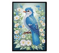 DCIDBEI Quaderno Pittura con Diamanti Quaderno Schizzi Bianco Diario Segreto Diamond Painting Quaderno di Viaggio Fiori per Uccelli Quaderno per Schizzi Regalo per Adulti Taccuino A5