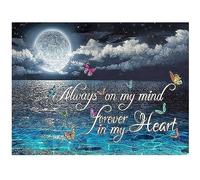 DCIDBEI Quadrato Diamond Painting Luna Paesaggio 50 x 40 cm Diamond Painting pietre quadrate paesaggio spiaggia mare pittura con i numeri, spiaggia e mare Always On My Mind,Forever In My Heart