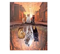 DCIDBEI Quadro con diamante quadrato, 40 x 50 cm, leone, tigre e leopardo, quadro su tela