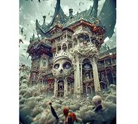 DCIDBEI Square Diamond Painting Castello 40x50 cm 3D Ai Diamond Painting 5D Diamanti Quadrati Puzzle Castello Painting Teschio Diamond Painting Gothic Teschio Punto Croce Kit da Ricamare Castello
