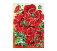 DCIDBEI Taccuino A5 5D Fai Da Te con Diamanti Dipinti A5 Blanko Diamond Painting Blocco Notes per Bambini con Strass Diario per Ragazze Papaveri Sketchbook per Uffici Scolastici Quaderno a Righe