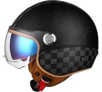 DCJDKCVKI Casco da Moto 3/4 per Adulti, Mezzo Casco da Moto retrò, Casco Aperto, Certificazione ECE, Casco Jet retrò a Mezza Calotta con Visiera per Moto